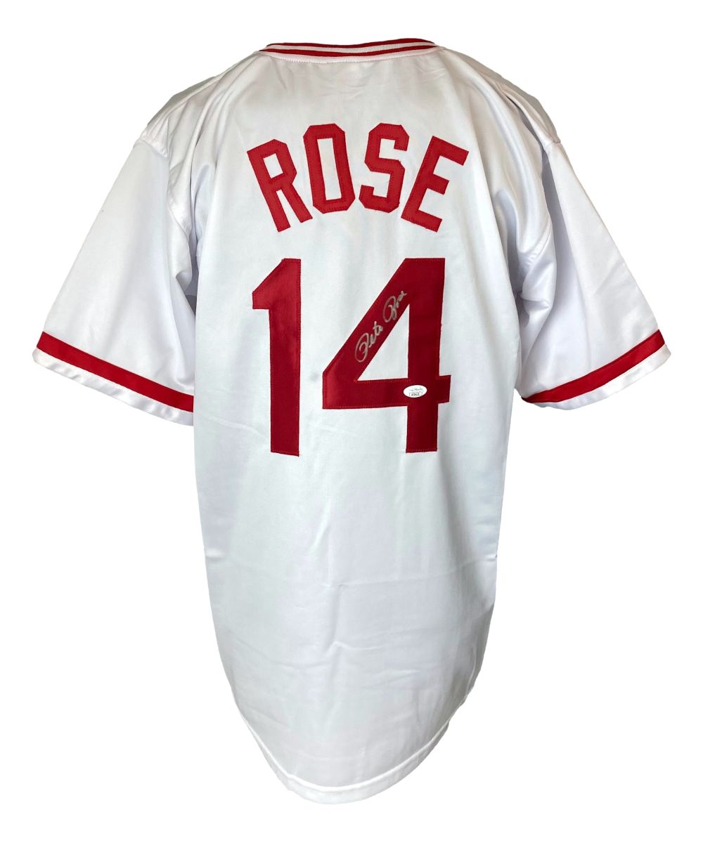 Pete Rose Cincinnati Signed White Baseball Jersey JSA