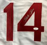 Pete Rose Cincinnati Signed White Baseball Jersey JSA