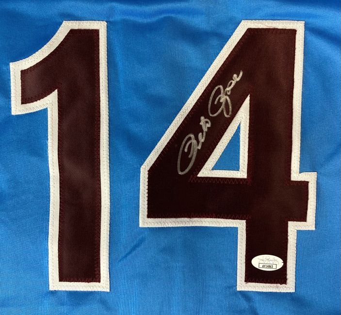 Pete Rose Philadelphia Signed Blue Baseball Jersey JSA