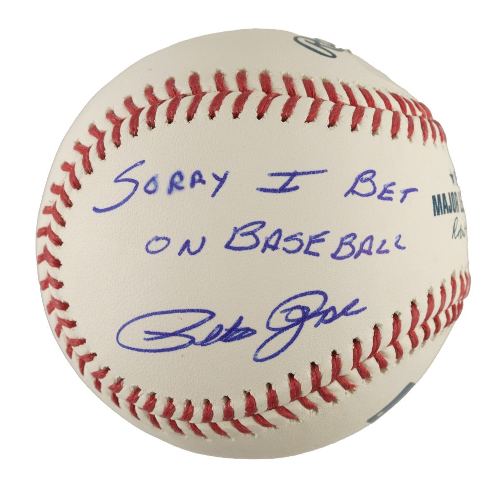 Pete Rose Cincinnati Reds Signed MLB Baseball Sorry I Bet on Baseball PSA/DNA