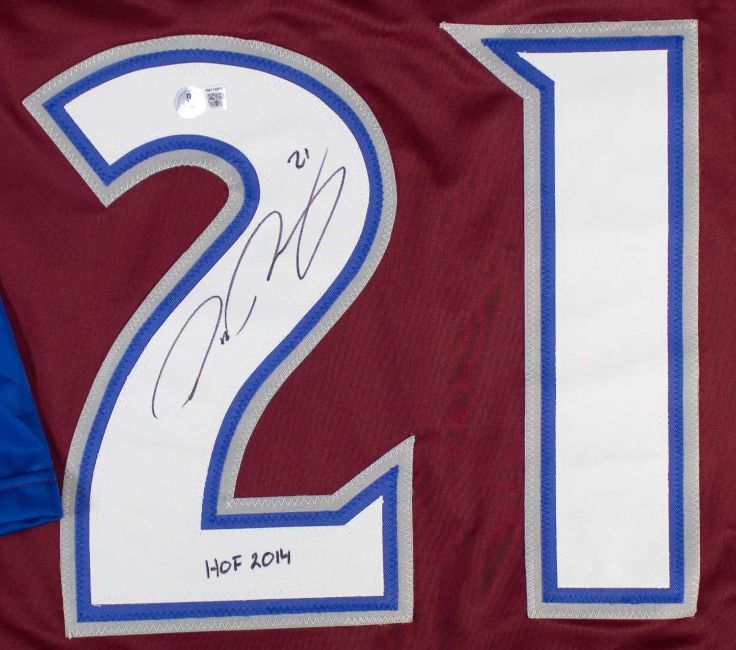 Peter Forsberg Colorado Signed Burgundy Hockey Jersey HOF 14 BAS