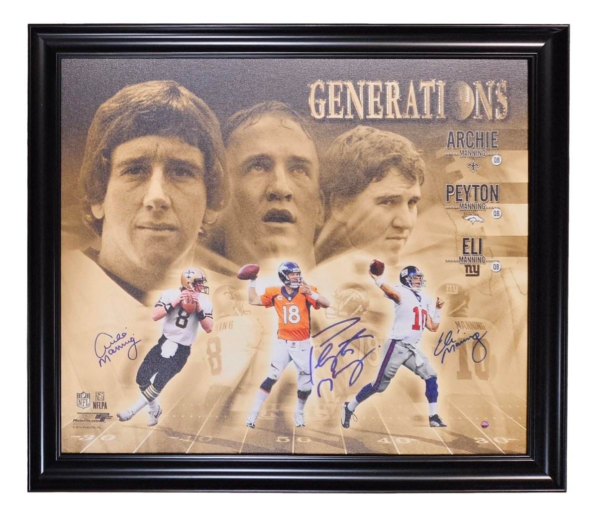Peyton Eli Archie Manning Signed Framed 20x24 Canvas Steiner Sports Hologram - Sports Integrity
