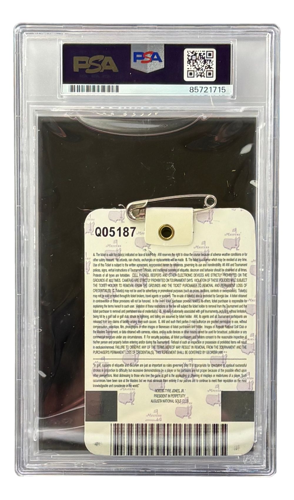 Phil Mickelson Signed 2004 Masters Augusta National Ticket PSA 85721715