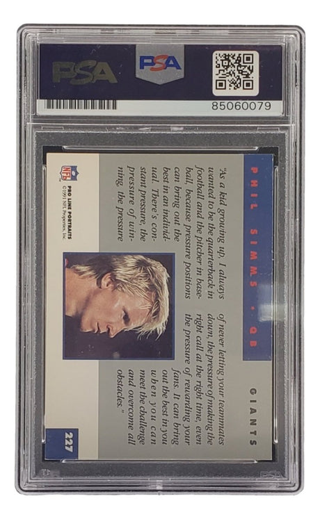 Phil Simms Signed 1991 Pro Line #227 Giants Trading Card PSA/DNA Gem MT 10 - Sports Integrity