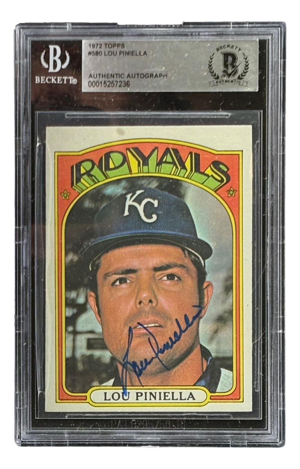 Lou Piniella Signed 1972 Topps #580 Kansas City Royals Trading Card BAS