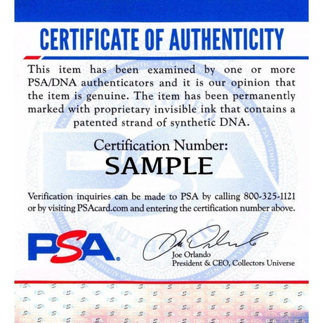 Included is a PSA/DNA Certificate of Authenticity for the John Cena Signed 4x5 Elbow Grease vs Motozilla Book Insert, featuring authentication text, contact info, the PSA logo, and Joe Orlando’s signature. Brand: Sports Integrity.