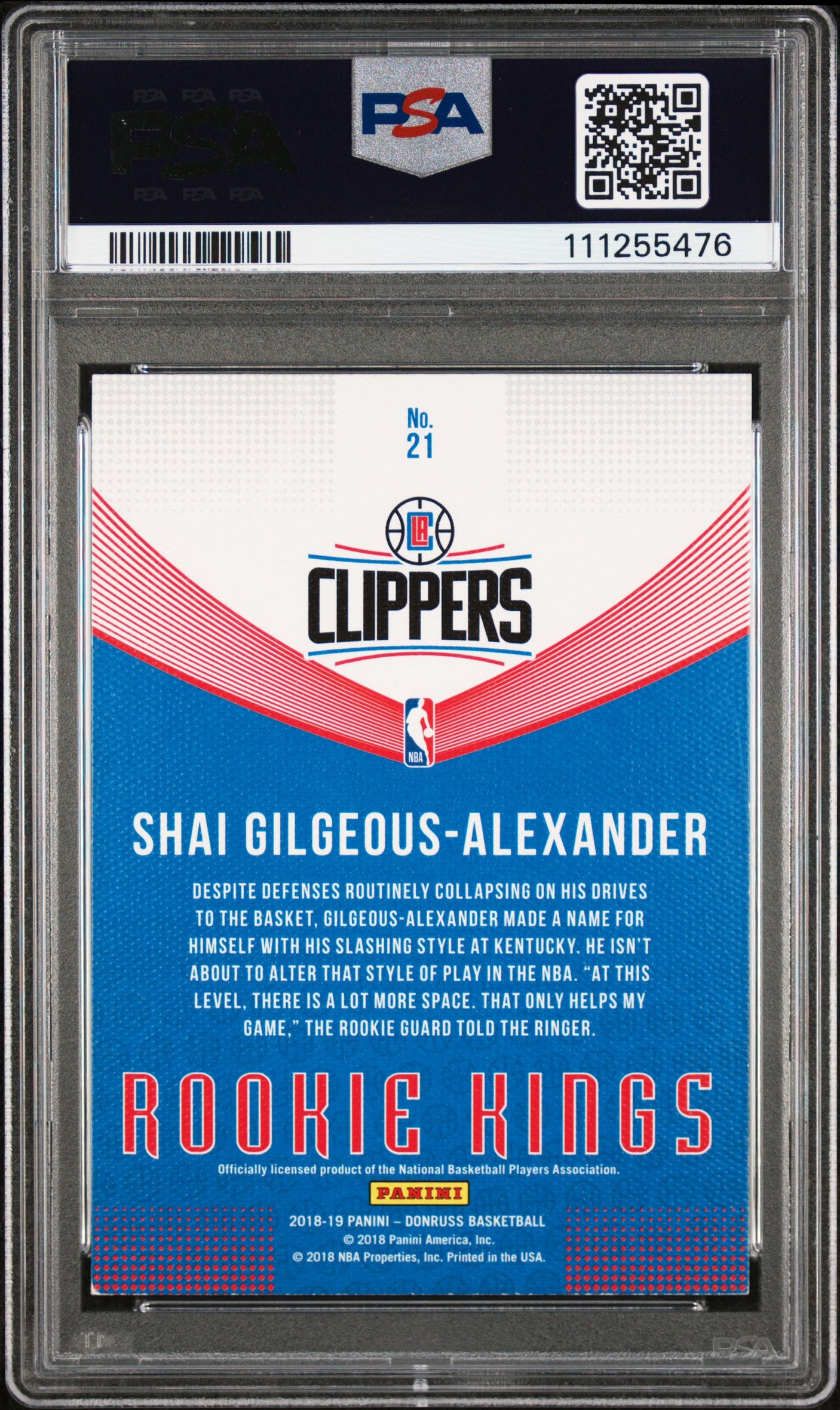 Shai Gilgeous-Alexander Signed 2018 Donruss RKs #21 Card Auto 10! PSA Slabbed