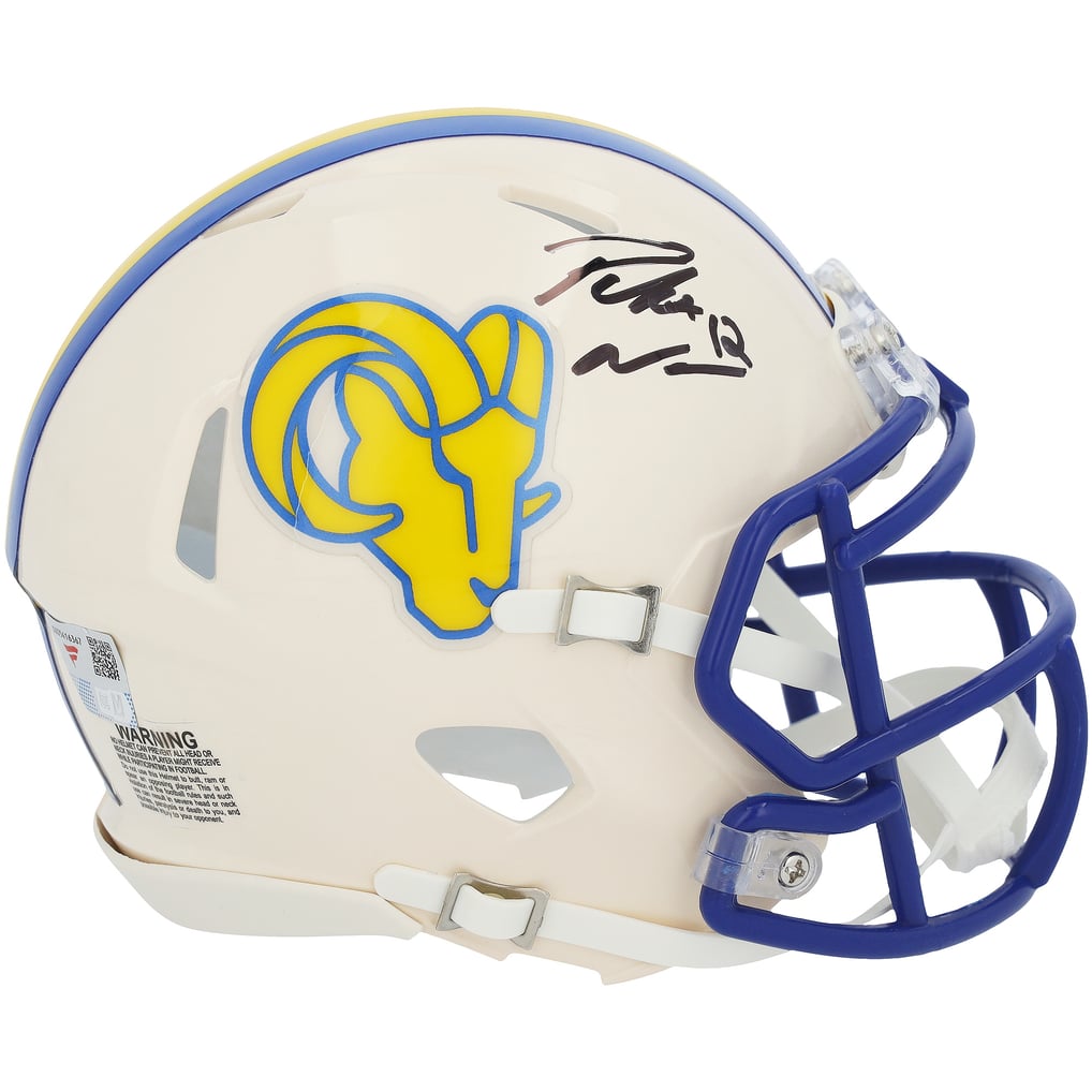 Puka Nacua Autographed Los Angeles Rams RETRO Speed Mini Helmet Fanatics
