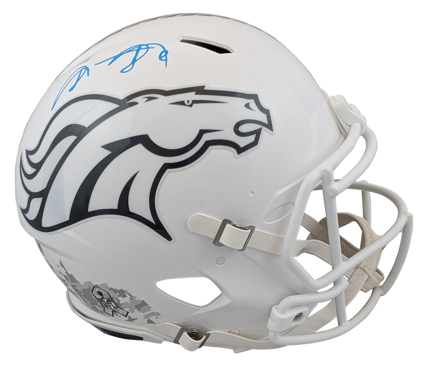 Broncos Shannon Sharpe Signed STS III Full Size Speed Proline Helmet BAS Witness
