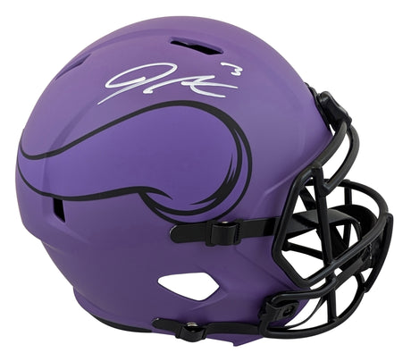Vikings Jordan Addison Signed Rave Full Size Speed Rep Helmet BAS Witnessed