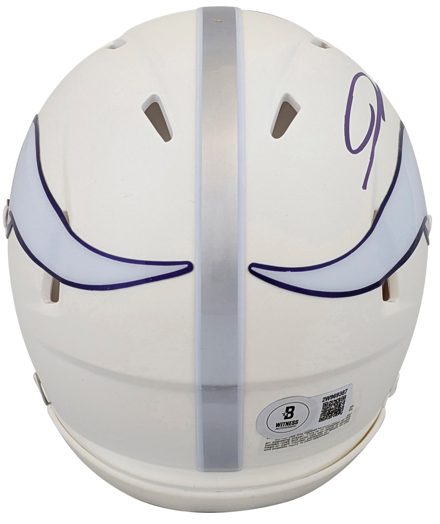 Vikings Jordan Addison Signed On-Field Alt 2024 Speed Mini Helmet BAS Witnessed