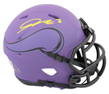 Vikings Jordan Addison Signed Rave Speed Mini Helmet W/ Case BAS Witnessed