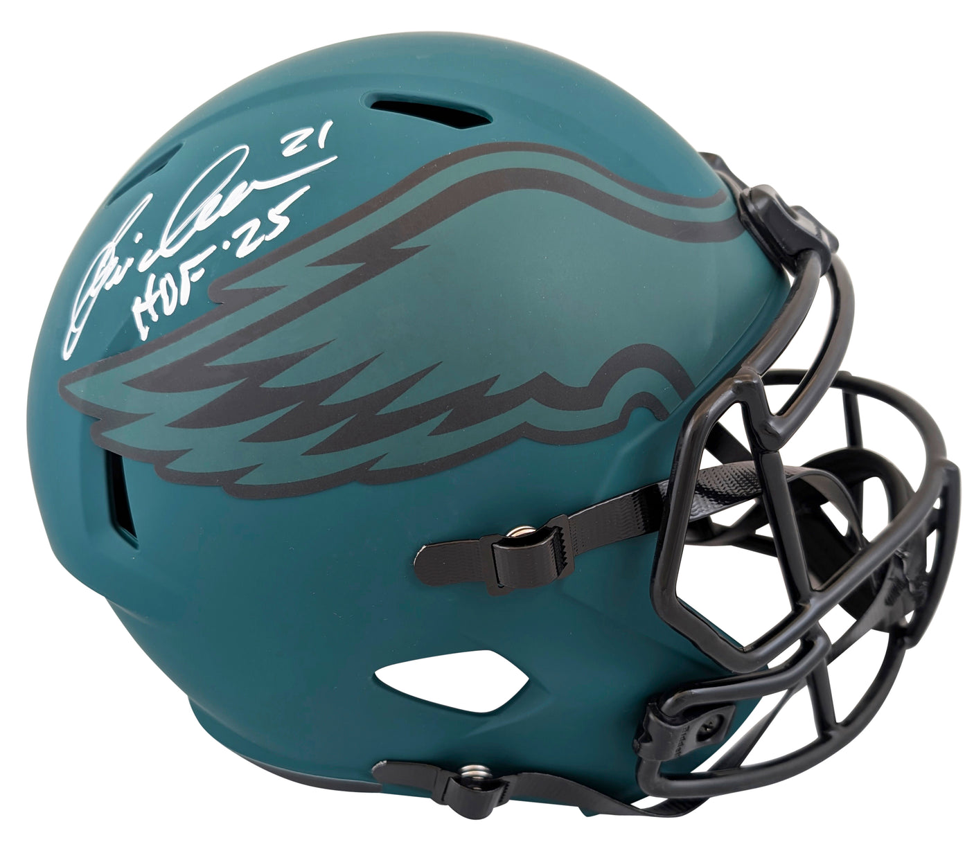 Eagles Eric Allen "HOF 25" Signed Rave Full Size Speed Rep Helmet BAS Witnessed