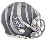 Bengals Boomer Esiason Signed Slate Speed Mini Helmet W/ Case BAS Witnessed