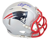 Patriots Christian Gonzalez Signed Speed Mini Helmet W/ Case W/ Blue Sig BAS Wit