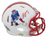 Patriots Christian Gonzalez Signed 1990-92 TB Speed Mini Helmet BAS Witnessed