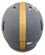Steelers Harrison & Polamalu Signed Slate F/S Speed Proline Helmet W/ Case BAS W