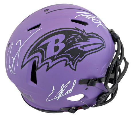 Ravens (3) Reed, Lewis & Suggs Signed Rave F/S Speed Proline Helmet BAS Witness