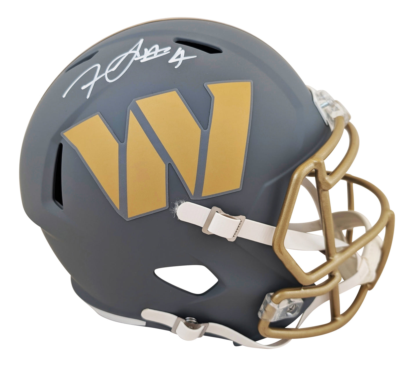 Commanders Frankie Luvu Signed Slate Full Size Speed Rep Helmet W/ Case BAS Wit