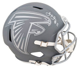 Falcons Julio Jones Signed Slate Full Size Speed Rep Helmet BAS Witnessed