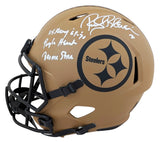 Steelers Rocky Bleier "3x Insc" Signed STS II F/S Speed Rep Helmet BAS Witness 2