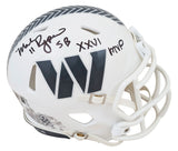 Commanders Mark Rypien "SB XXVI MVP" Signed STS III Speed Mini Helmet BAS Wit