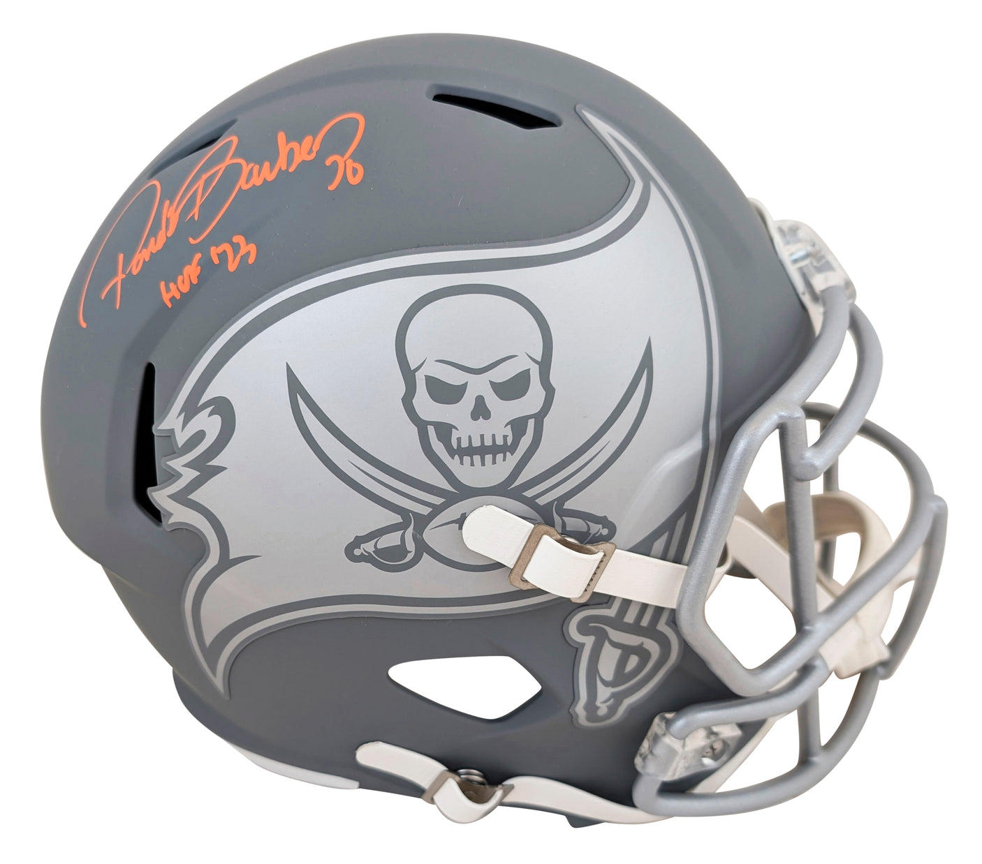 Buccaneers Ronde Barber "HOF 23" Signed Slate Full Size Speed Rep Helmet BAS Wit