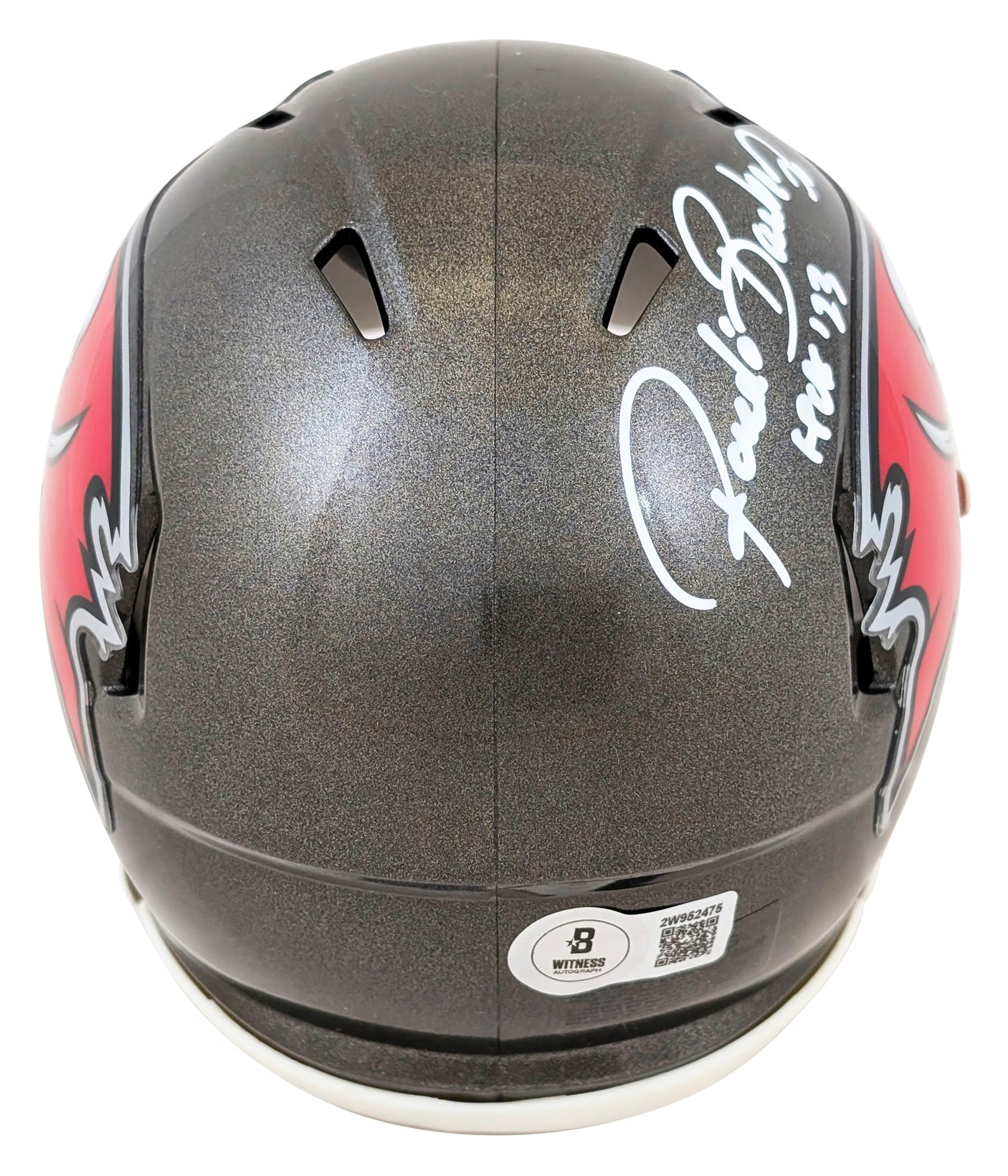 Buccaneers Ronde Barber "HOF 23" Signed Speed Mini Helmet W/ Case BAS Witness