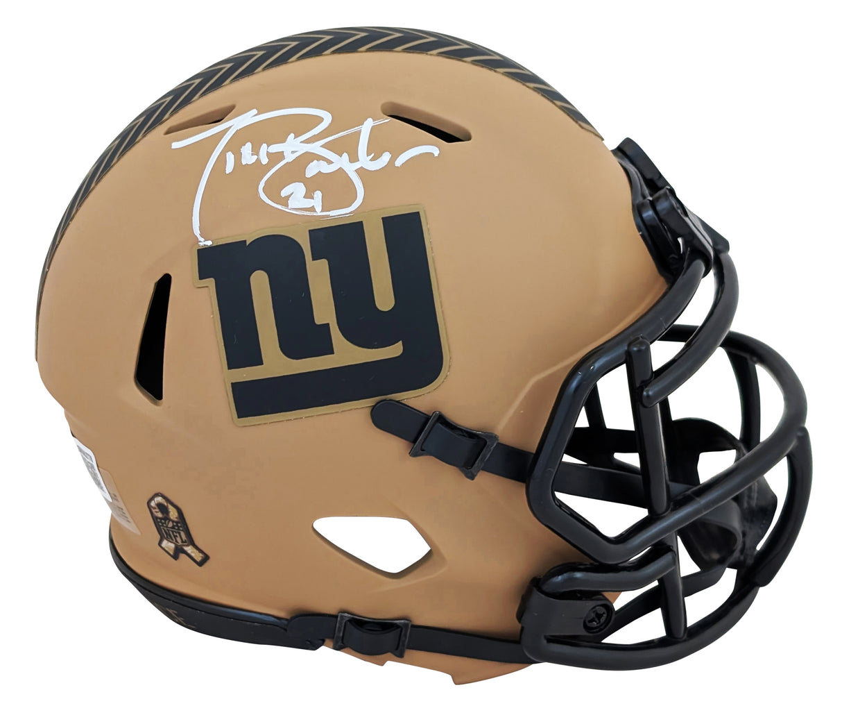 Giants Tiki Barber Signed STS II Speed Mini Helmet W/ Case BAS Witnessed