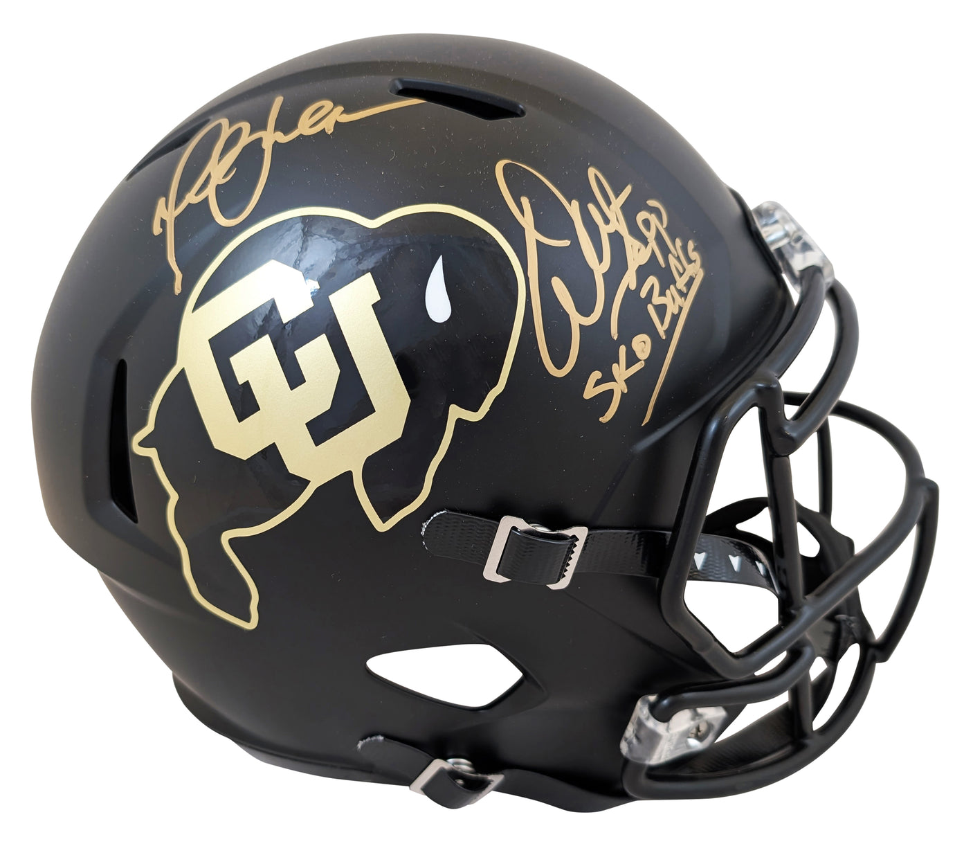 Colorado Warren Sapp & Marshall Faulk Signed Black F/S Speed Rep Helmet BAS Wit