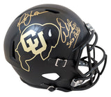 Colorado Warren Sapp & Marshall Faulk Signed Black F/S Speed Rep Helmet BAS Wit