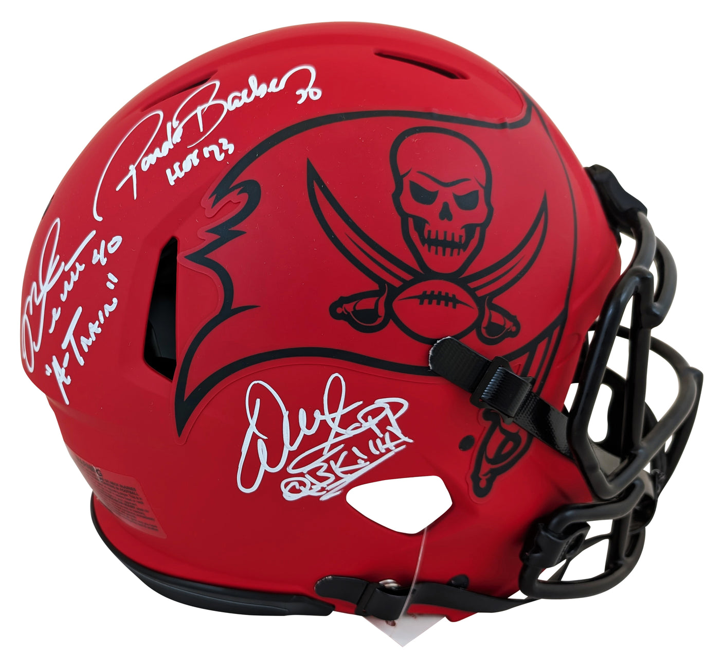 Bucs (3) Alstott, Barber & Sapp Signed Rave F/S Speed Proline Helmet w/ Case BAS