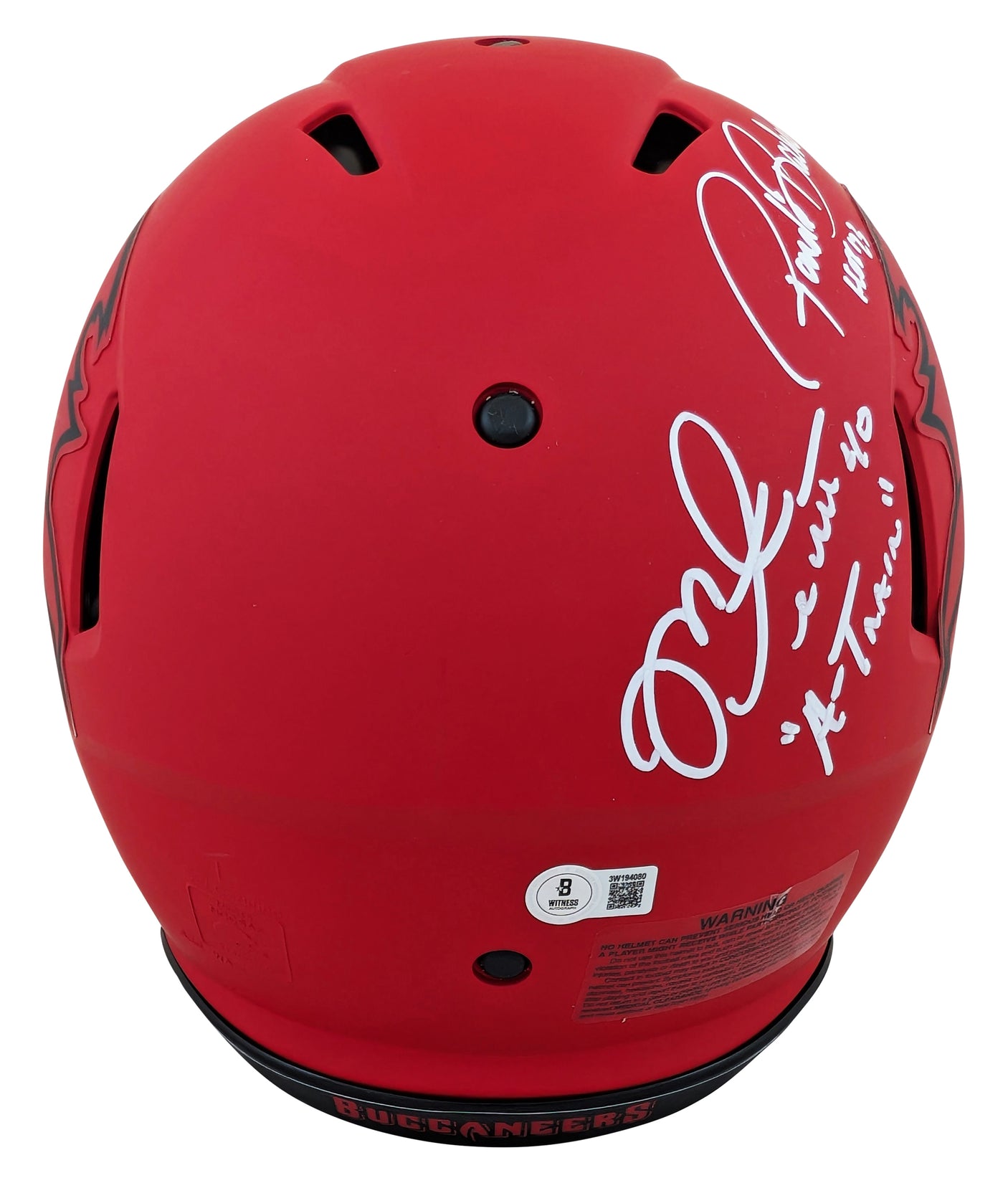 Bucs (3) Alstott, Barber & Sapp Signed Rave F/S Speed Proline Helmet w/ Case BAS
