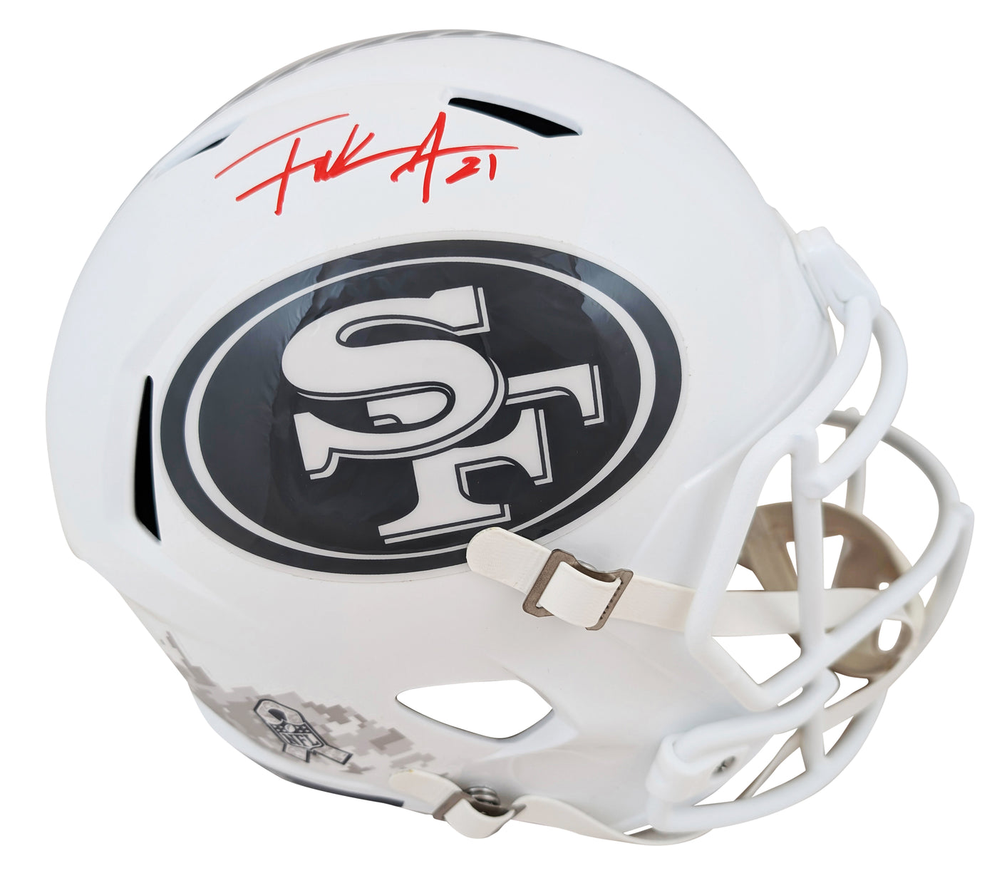 49ers Frank Gore Signed Salute To Service III Full Size Speed Rep Helmet BAS Wit