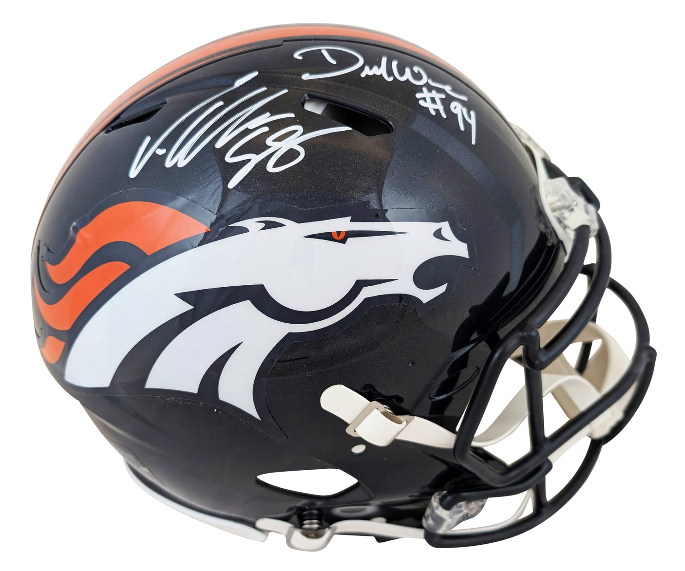 Broncos DeMarcus Ware & Von Miller Signed Full Size Speed Proline Helmet BAS Wit
