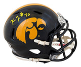 Iowa Kaleb Johnson Authentic Signed Case Mini Helmet W/ Case BAS Witnessed