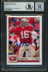 49ers Joe Montana Signed 1992 Upper Deck #560 Card Auto Graded 10! BAS Slabbed