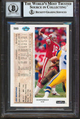 49ers Joe Montana Signed 1992 Upper Deck #560 Card Auto Graded 10! BAS Slabbed