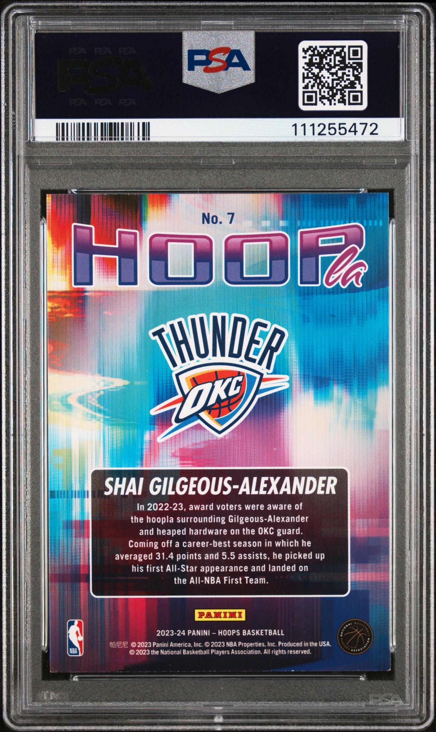 Shai Gilgeous-Alexander Signed 2023 Hoops Hoopla #7 Card Auto 10! PSA Slabbed