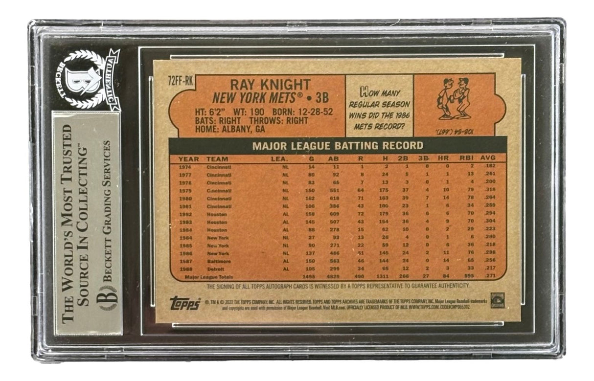 Ray Knight Signed 2022 Topps Archives #72FFRK New York Mets Trading Card BAS