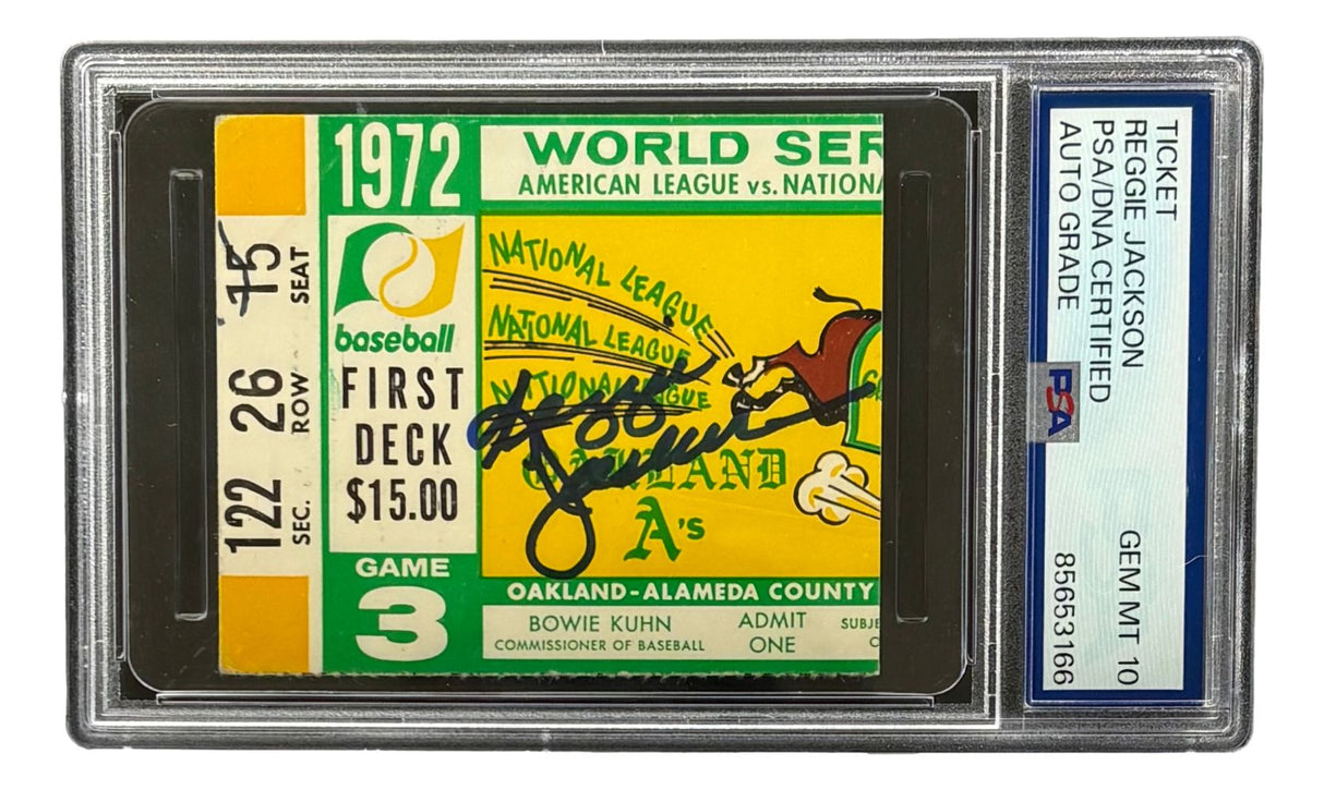 Reggie Jackson Signed Oakland A's 1972 World Series Gm 3 Ticket PSA/DNA Auto 10