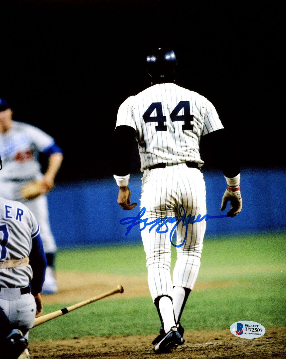 Reggie Jackson Signed 8x10 Yankees 1977 World Series 3 HR Game Photo BAS
