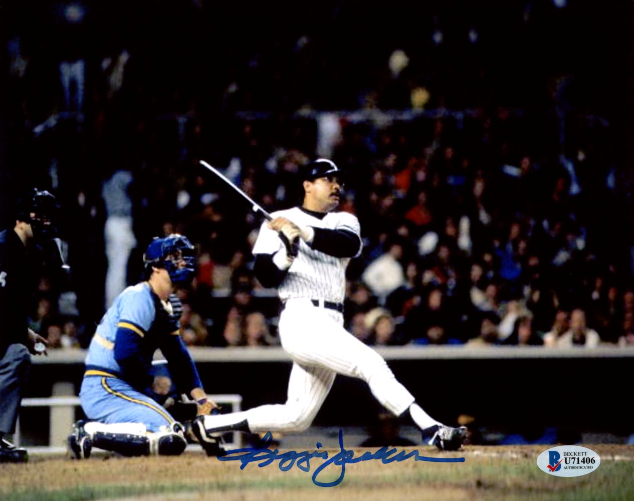Reggie Jackson Signed 8x10 New York Yankees 1981 ALDS Photo BAS