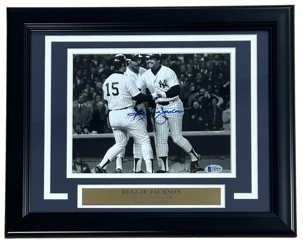 Reggie Jackson Signed Framed 8x10 New York Yankees B&W Photo BAS