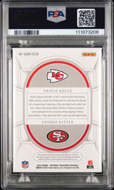 Travis Kelce & George Kittle Signed 2022 NT GC Mat #TETD Card Grade 9 PSA Slab 2