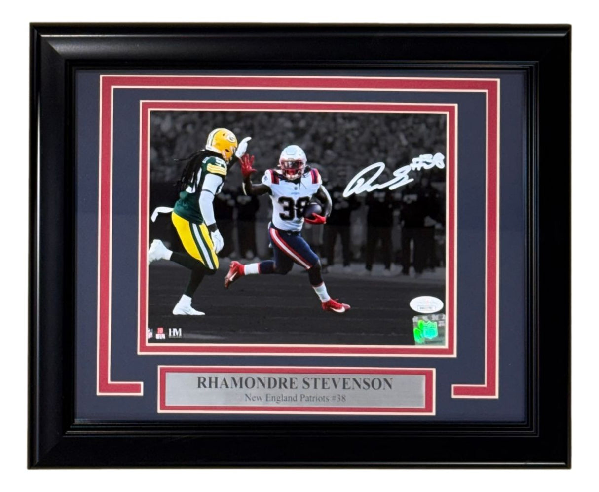 Rhamondre Stevenson Signed Framed 8x10 New England Patriots Photo JSA
