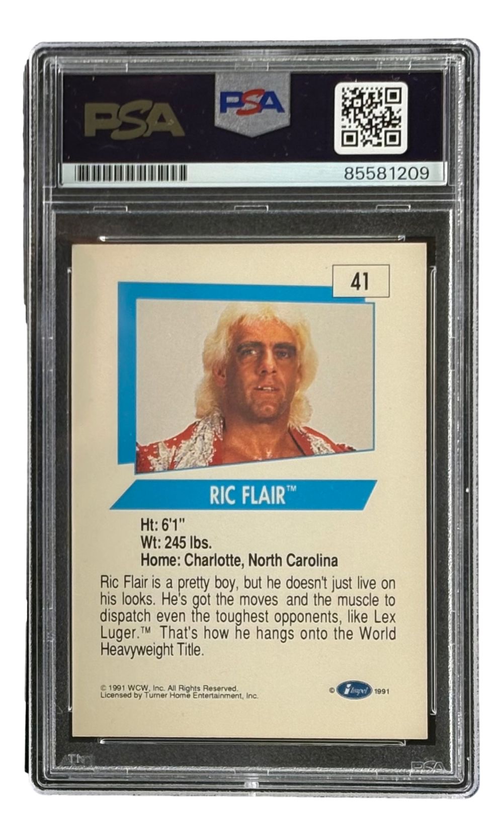 Ric Flair Signed 1991 WCW #41 Wrestling Trading Card 16x Inscribed PSA