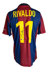 Rivaldo Signed Barcelona 1998/99 Nike Soccer Jersey BAS