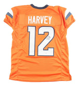 RJ Harvey Denver Signed Orange Pro-Cut Football Jersey JSA QR Hologram