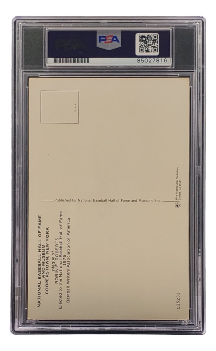 Robin Roberts Signed 4x6 Philadelhia Phillies HOF Plaque Card PSA/DNA 85027816 - Sports Integrity